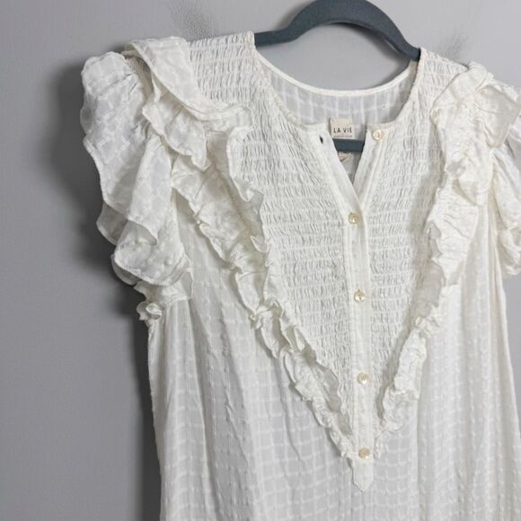 LA VIE | REBECCA TAYLOR Off White Checkered R
Layer Dress Women’s Size X-Small - Picture 5 of 12